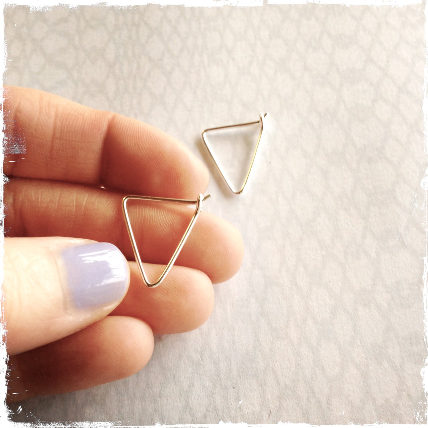 SMALL TRIANGLE HOOPS - sterling silver - modern hoop - small everyday earrings