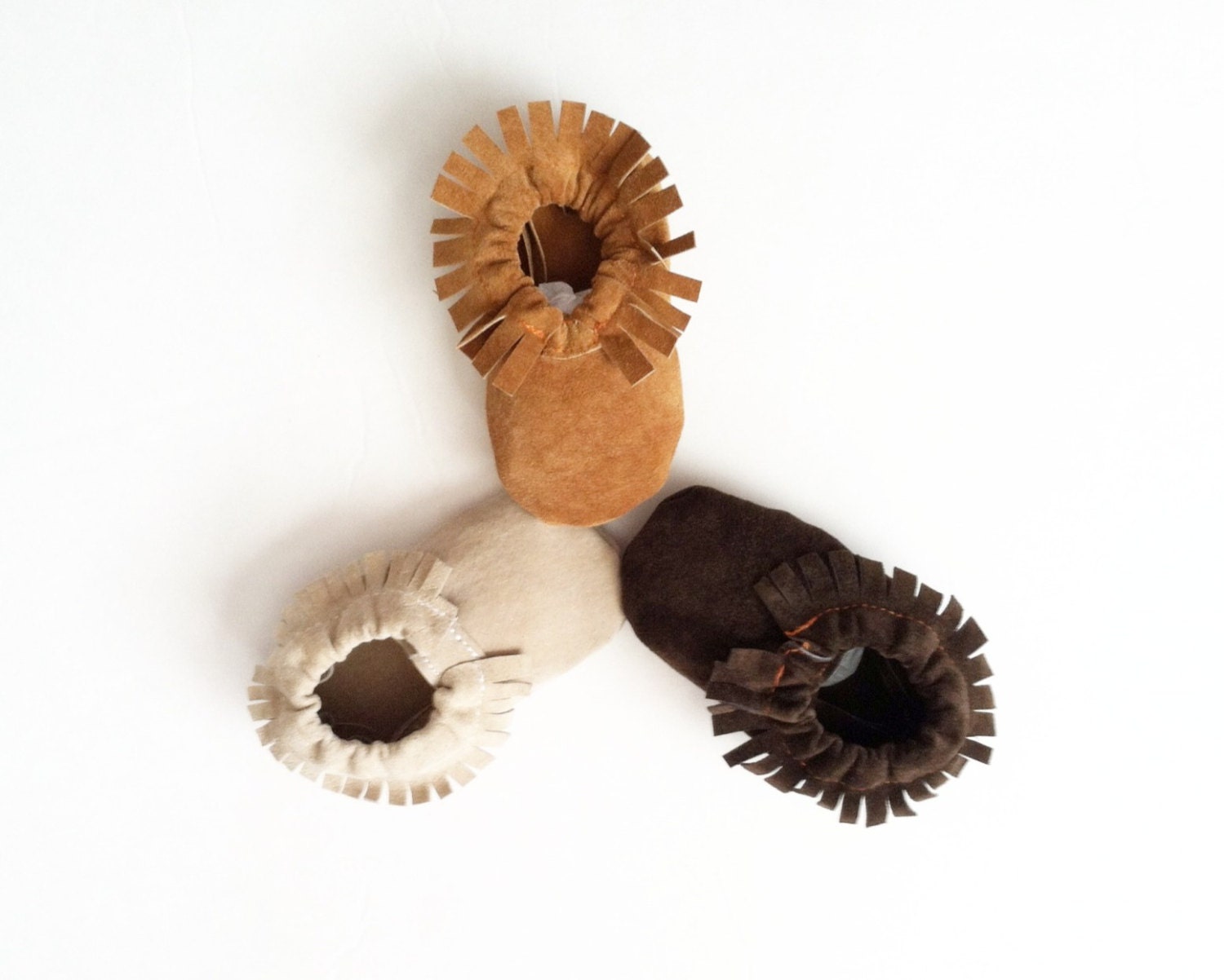 Dark Brown Suede Tribal Baby Moccasins repurposed leather moccs for babies and toddlers