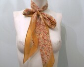 Memorial Day Weekend SALE vintage. 70s Long Pale Yellow Silk Scarf // Neck Scarf // Bohemian Scarf