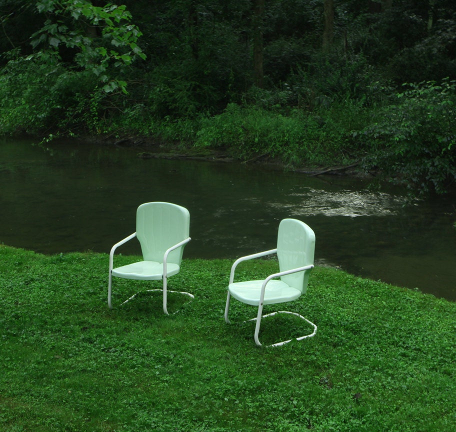For Him Mid Century  Chair Mint Shell Chairs on Lawn 10x10