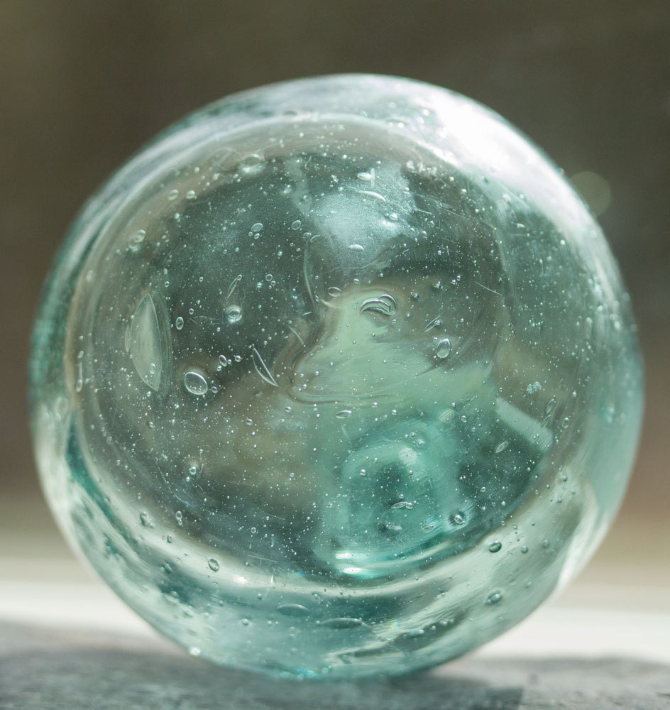 Glass Floats Fishing Net Float, Authentic, Nautical decor, Aqua BUBBLES