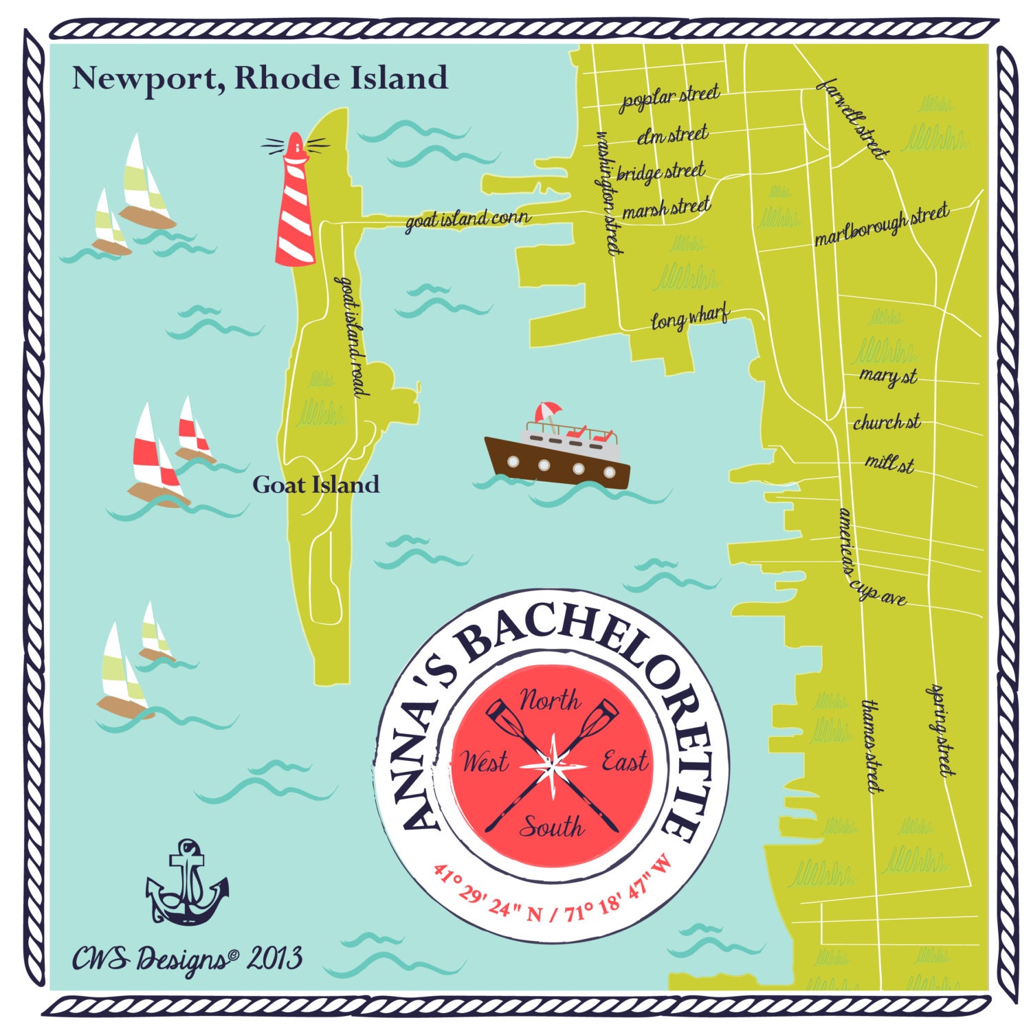 Newport, Rhode Island Totes - Set of 10