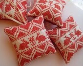 Love Bunnies Redwork Valentine Ornament
