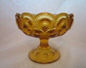 Amber Moon and Stars Footed Compote Small and Pretty