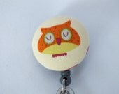 ID Badge Holder Retractable in Owl, Orange