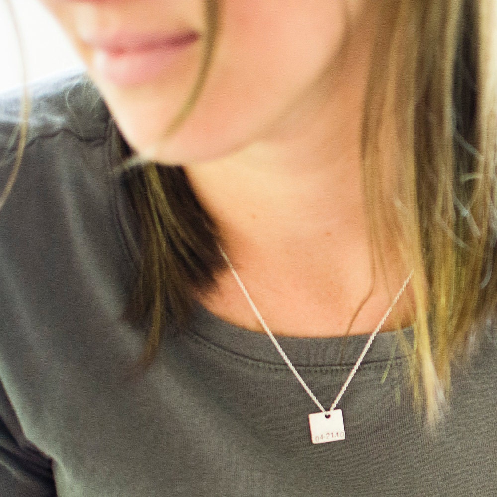 CALENDAR NECKLACE, Personalized Sterling Silver Date Necklace