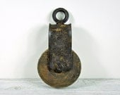 Vintage Industrial Wood Barn Pulley / Industrial Decor