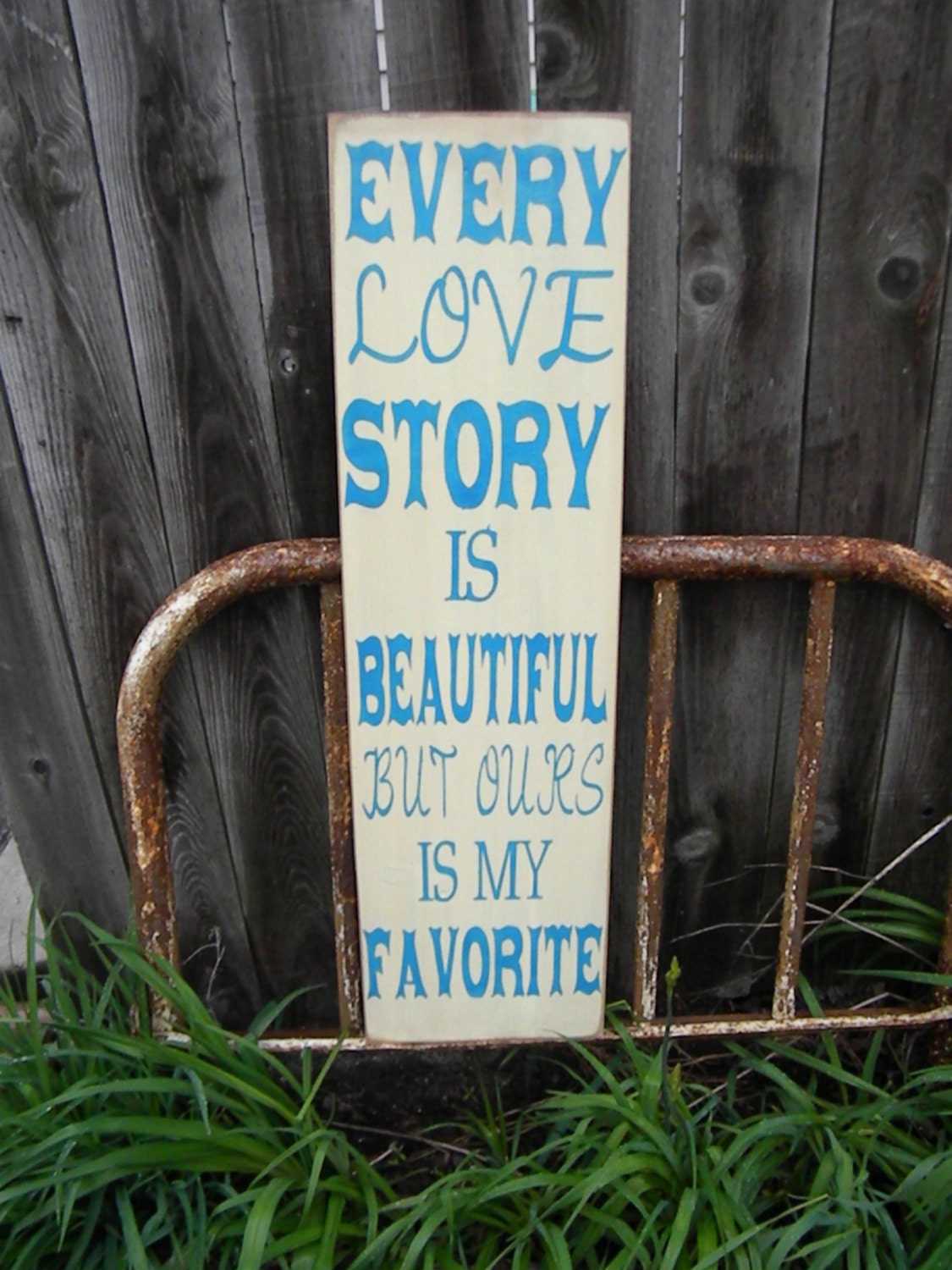 Extra large 12x40 Every Love Story vintage primitive Typography  subway sign