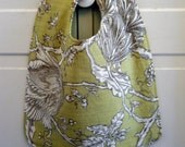 Spring Green Flowers and Polka Dots Baby Bib: made from a recycled decorator fabric sample.