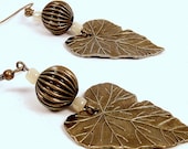 Simple Leaf Drop, Brass Leaf Dangles, Plant Lover Jewelry