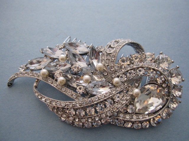 Pearl Bridal Hair Comb,Rhinestone and Crystal Wedding Hair Comb,Art Deco Swarovski Pearl Hair Comb, Wedding Bridal Hair Accessories,crystal