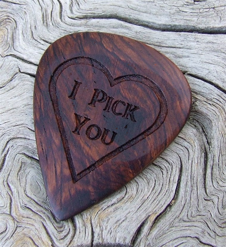 Honduran Rosewood Guitar Pick - 2 Sided Design - Handmade Laser Engraved Premium Guitar Pick