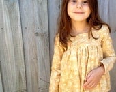 girls blouse l size 3 l long sleeved prairie blouse in gold floral l handmade l Ready to Ship