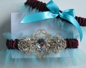 Bridal Wedding Garters, Tiffany Blue Garters, Burgundy Satin Garters, Champagne Garters, Jeweled/Beaded/Rhinestone Garters, Heirloom Garter