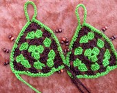 Crochet Barefoot Sandals for Bellydance-ZambraMora-Tribal-TribalFusion-Dance-Green & Brown-Beads-OneSizeFitsAll