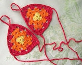 Crochet Barefoot Sandals for Yoga-Bellydance-ZambraMora-Tribal-TribalFusion-Dance-Red-Orange-Yellow-OneSizeFitsAll