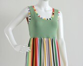 Striped maxi dress Maternity dress Green Spring day dress. Sleeveless sundress. High waisted dress. Plus size clothing. Womens Clothing
