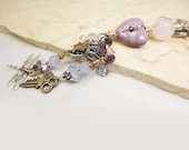 Hand Wrapped Embellished Whimsical Key Holder - shimmering lavender and pink