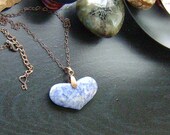 Sodalite Gemstone Heart Necklace on Copper- Denim Blue Stone on Copper Heart Chain-Solo Heart Choker
