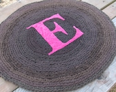 OOAK Upcycled Rug. Round Rug. Monogram Rug. Made to Order. Custom Rug