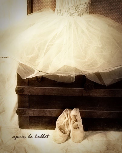 Ballet Dress Photograph nursery little girls slippers dance tutu antique trunk sepia black and white 8x10 - FirstLightPhoto