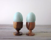 Mid Century Danish Wood Egg Cups Set of Two
