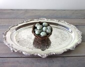 Vintage Heavy Oval Silver Plate Tray Leonard