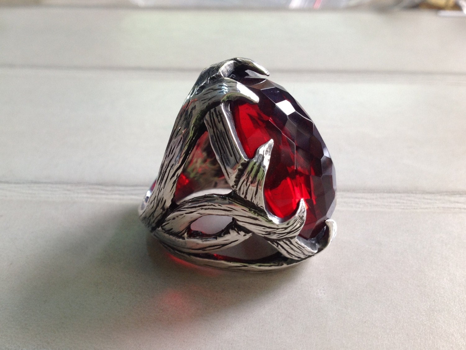 Red Ruby Gemstone Sterling Silver Oxsidized Style Handmade Unisex Ring Fathers Days Request Custom Order