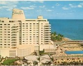 Vintage Florida Postcard -Miami Beach - Eden Roc Hotel Cabana and Yacht Club