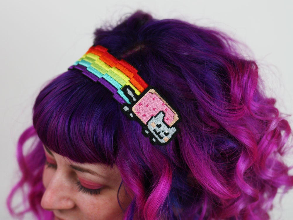 Nyan Cat Rainbow Headband, Pixel Rainbow, Kitty