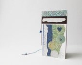 Blue recycled journal - small journal with pocket and string tab closure - travel journal - graduation gift or teacher gift