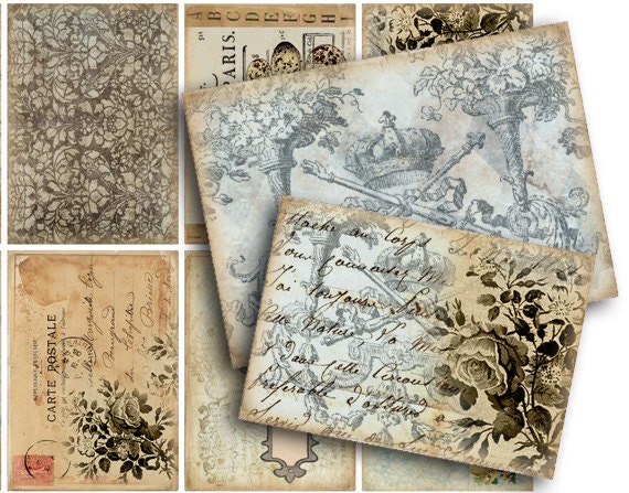 INSTANT DOWNLOAD diGital CoLLaGe Sheet ViNtaGe EpHeMera PaRiS PriNtaBle VintAge LaBelS FreNch SCriPts StaiNed TaTTereD PaPer, No. 164