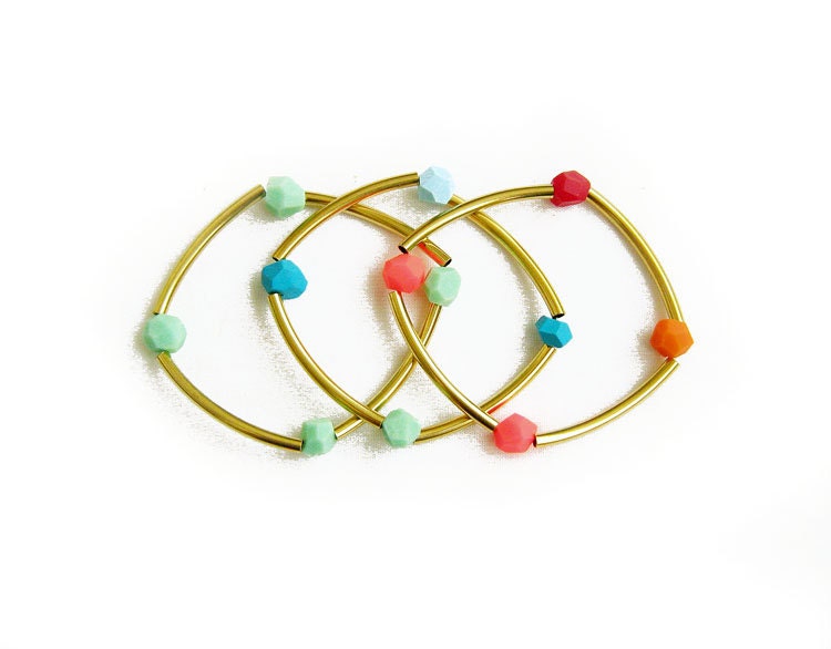 Geometric Tube Bangle Bracelet - Square Bracelet, Minimalist Geometric Jewelry - Your Color Choice