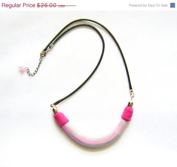 SUMMER SALE Pastel Ombre Necklace in Grey and Pink - Elements Collection-  Modern Tribal Handmade Jewelry - leather, polymer clay