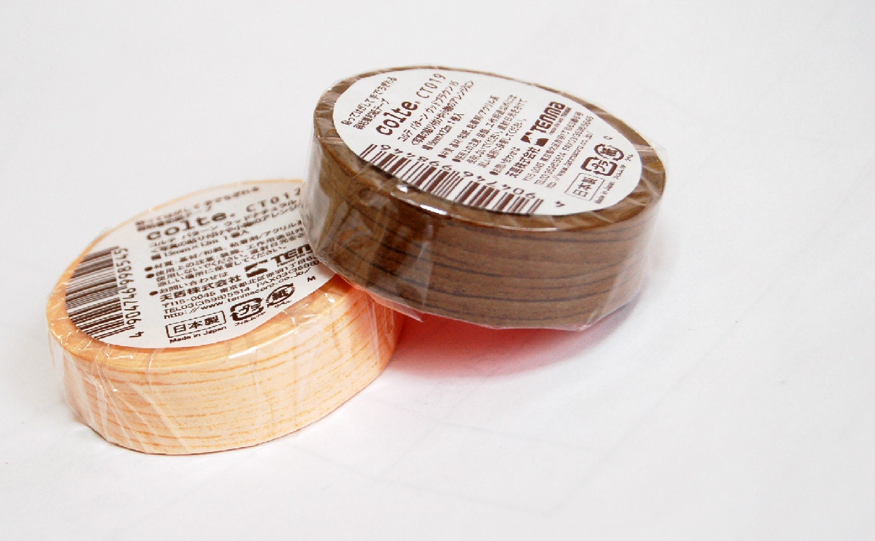 2 rolls washi tape natural wood Japanese washi masking tape 15mm x 12M