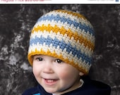 Sale Striped crochet hat. winter hat for kids, newborn photo prop, photo prop hat, boys hat, infant, toddler child, crochet baby hat