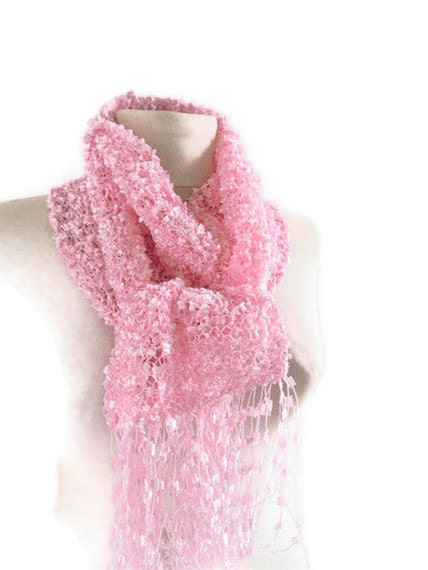 Crochet  Scarf / pink scarf / long scarf /asuhan /winter scarf