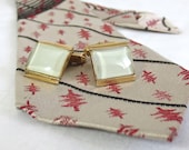 Vintage 1950's-1960's SWANK Cufflinks - Gold & White Man's Retro Accessory