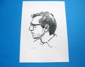 Woody Allen linocut print