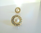 Vintage Faux Pearl & Rhinestone Earrings