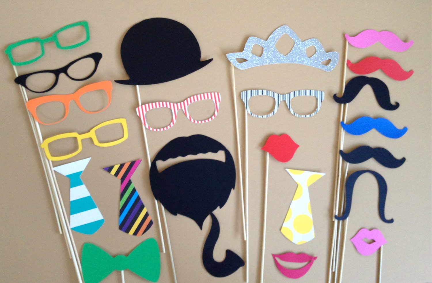 Super Fun PHOTO BOOTH PROPS Set Of 23 Party Pack Wedding Photo Booth Props Party Photo Props Party Decorations Party Supplies Masks Mustache
