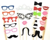 20 Photobooth Props Party Pack Set of 20 Wedding Photo Booth Props Party Photo Props Decorations Party Supplies Masks Glasses Mustache