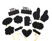Chalkboard Photobooth Props with Chalkboard Marker Set of 12 Speech Bubble Props Chalk board Photobooth Props Set of 12 Wedding Decoration