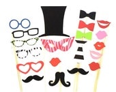 Photo Booth Props Party Pack Set of 20 Wedding Photo Booth Props Party Photo Props Decorations Party Supplies Masks Glasses Mustache