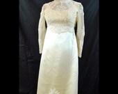 Petite Vintage Ivory Wedding Gown - Satin Lace and Pearls Ultra Tiny Classic Wedding Dress