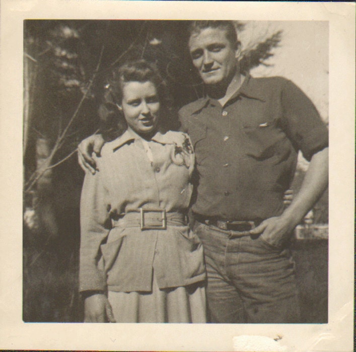 Loving Couple Vintage Photo of a Young Man and His Girl S16502