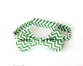 Green Chevron Baby or Toddler Bow Tie- Newborn-4T