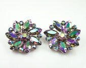 Vintage Watermelon Heliotrope Rhinestone Earrings