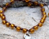 Friendship bracelet crochet jewelry charm bracelet Amber recycled  sea glass boho beach jewelry