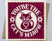Cats Miaow Card - Hand Printed